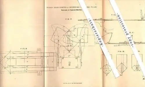 Original Patent - Francis Dixon Bumsted in Hednesford , Staffordshire , 1879 , Paper bag machine !!!