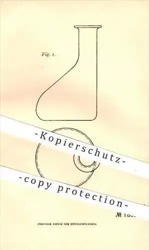 original Patent - Dr. Werner von Bolton in Charlottenburg , 1906 , Koch - Kolben , Gefäß , Glas , Chemie , Erlenmeyer !!