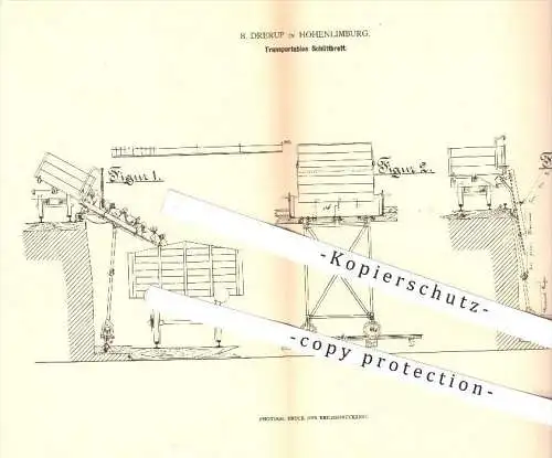 original Patent -  B. Drerup in Hohenlimburg , 1880 , Transportables Schüttbrett , Transport , Verladung , Wagon !!!