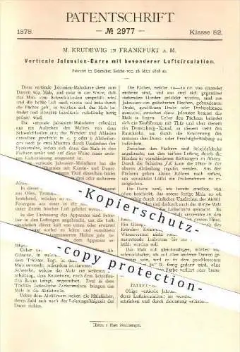 original Patent - M. Krudewig , Frankfurt am Main , 1878 , Jalousien - Darre mit besonderer Luftzirkulation , Trocknen !