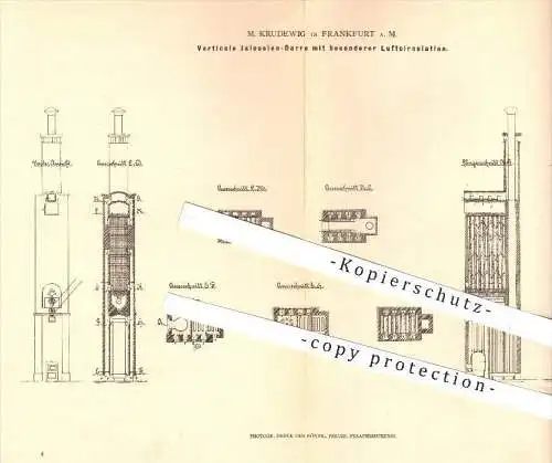 original Patent - M. Krudewig , Frankfurt am Main , 1878 , Jalousien - Darre mit besonderer Luftzirkulation , Trocknen !