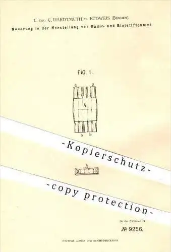 original Patent - L. und C. Hardtmuth in Budweis , Böhmen , 1879 , Herstellung von Radiergummi , Bleistiftgummi , Gummi