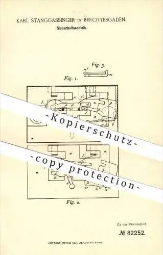 original Patent - Karl Stanggassinger in Berchtesgaden , 1895 , Sicherheitsschloss , Schloss , Schlosserei , Türschloss