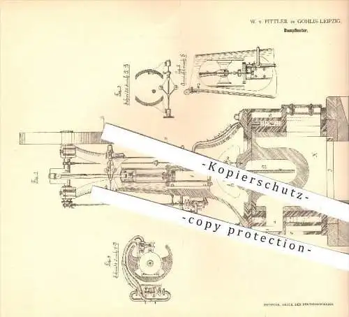 original Patent - W. v. Pittler in Gohlis - Leipzig , 1880 , Dampfmotor , Motor , Motoren , Dampfmaschine , Dampf !!!