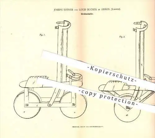 original Patent - Joseph Estner u. Louis Bucher in Arbon , Schweiz , 1879 , Straßenläufer , Roller , Rollschuhe , Sport