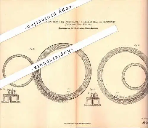 Original Patent -W. Terry and J. Scott in Dudley Hill , City of Bradford , 1879 , Comber for spinning !!!