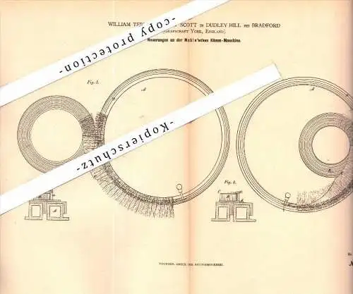 Original Patent -W. Terry and J. Scott in Dudley Hill , City of Bradford , 1879 , Comber for spinning !!!
