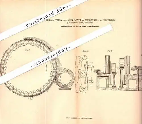Original Patent -W. Terry and J. Scott in Dudley Hill , City of Bradford , 1879 , Comber for spinning !!!