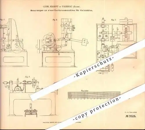 Original Patent - Gebr. Krafft in Fahrnau b. Schopfheim , 1878 , Maschine für Holzsohlen , Pantoffeln , Holzschuhe !!!