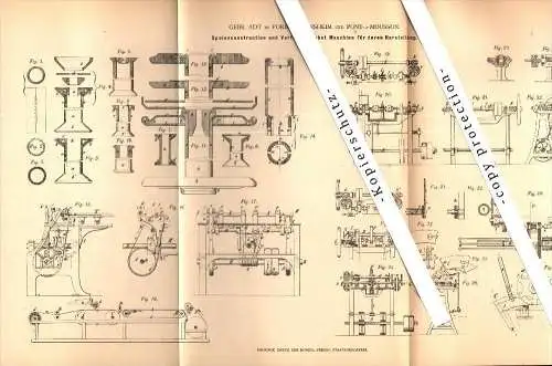 Original Patent - G. Adt à Forbach , Ensheim et Pont-à-Mousson , 1878 , Machine pour usine de papier !!!