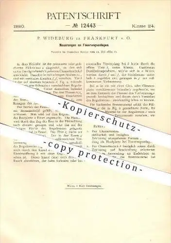 original Patent - P. Wideburg in Frankfurt an der Oder , 1880 , Feuerungsanlagen , Ofen , Heizofen , Herd , Ofenbauer !!