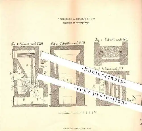 original Patent - P. Wideburg in Frankfurt an der Oder , 1880 , Feuerungsanlagen , Ofen , Heizofen , Herd , Ofenbauer !!