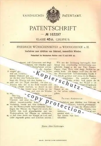 original Patent - Friedrich Wünschenmeyer , Wernigerode a. H. , 1906 , Abtöten von Unkraut , Winde , Gärtner , Gärtnerei