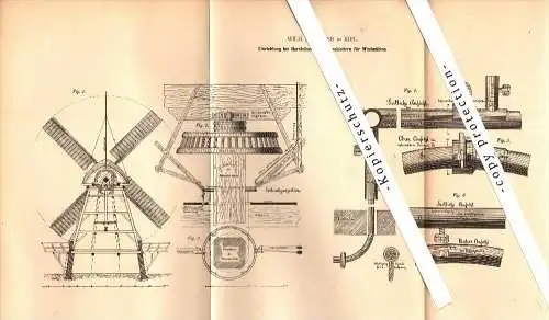 Original Patent - Blitzableiter für Windmühlen , 1880 , Wilhelm Kirchner in Kiel , Windmühle , Gewitter , Mühle !!!