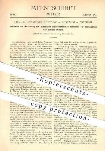 original Patent - Charles S. Rostaing di Rostagni , Potsdam , 1880, Herstellung künstlicher Zähne , Zahn , Zahnarzt !!!