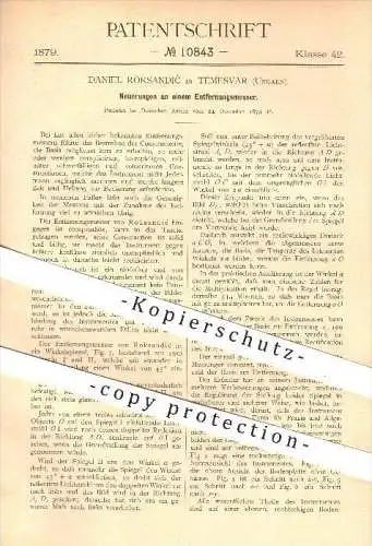 original Patent - Daniel Roksandic in Temesvar , Ungarn , 1879 , Entfernungsmesser , Entfernung , Winkel , Spiegel !!!