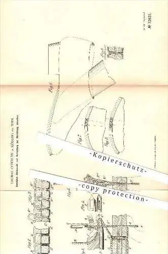 original Patent - Thomas Cowburn in Mödling bei Wien , 1893 , Herstellung einer Zweifaden - Sohlennaht , Nähmaschine !!!