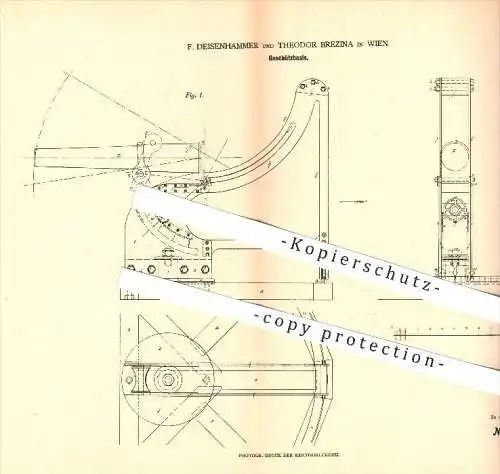 original Patent - F. Deisenhammer und Theodor Brezina in Wien , 1878 , Geschützbasis , Geschütz , Gewehr , Waffen !!!