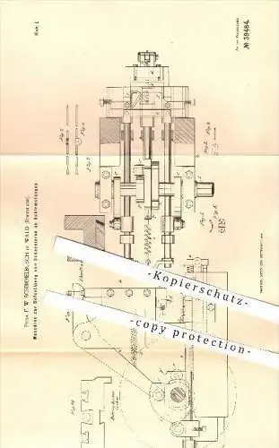 original Patent - F. W. Schimmelbusch in Wald , 1886 , Scharniere an Schirmstangen , Regenschirm , Sonnenschirm , Schirm