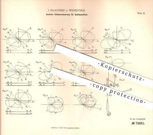 original Patent - J. Isaachsen in Winterthur , 1892 , Steuerung für Kraftmaschinen , Dampfmaschine , Dampfmaschinen !!!