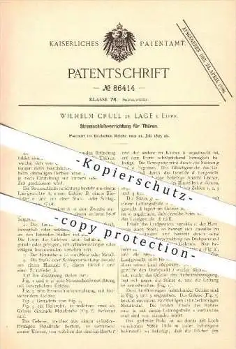 original Patent - Wilhelm Cruel , Lage i. Lippe ,1895, Stromschlussvorrichtung an Türen , Tür , Strom , Signal , Klingel