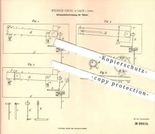 original Patent - Wilhelm Cruel , Lage i. Lippe ,1895, Stromschlussvorrichtung an Türen , Tür , Strom , Signal , Klingel