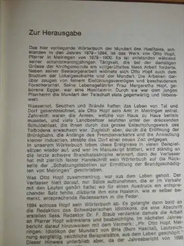 Hasli-Deutsch , Wörterbuch von 1879-1894 , Otto Hopf , 103 Seiten , Sprache , Mundart , Dialekt !!!