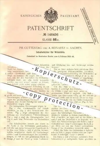 original Patent - Ph. Guttentag und A. Reinartz in Aachen , 1903 , Schußwächter für Webstühle , Weben , Weber !!!