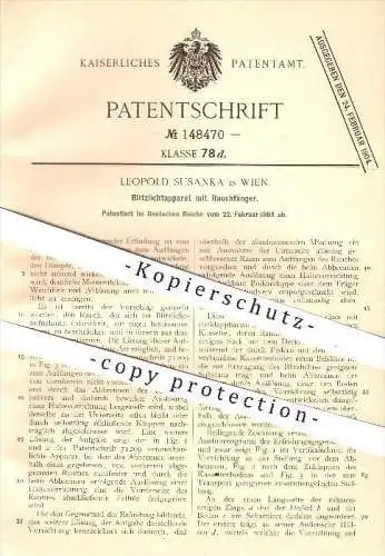 original Patent - Leopold Susanka in Wien , 1903 , Blitzlichtapparat , Kamera , Fotoapparat , Foto , Fotografie !!!