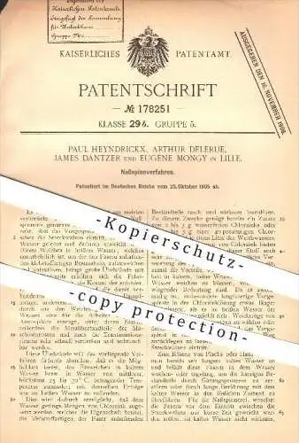 original Patent - Paul Heyndrickx , Arthur Delerue , James Dantzer , Eugène Mongy , Lille , 1905 , Nassspinnverfahren !