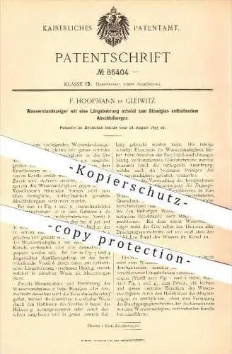 original Patent - F. Hoopmann in Gleiwitz , 1895 , Wasserstandsanzeiger , Dampfkessel , Dampfmaschinen , Wasser , Dampf