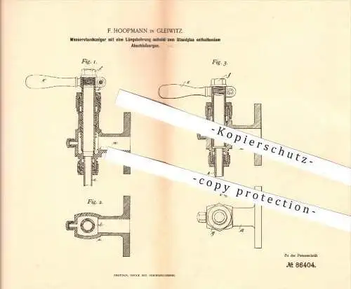 original Patent - F. Hoopmann in Gleiwitz , 1895 , Wasserstandsanzeiger , Dampfkessel , Dampfmaschinen , Wasser , Dampf