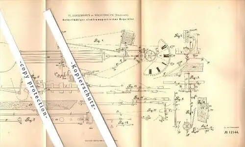 original Patent - H. Austermann in Wiedenbrück , 1880 , elektrischer Regulator für Uhren , Uhrmacher , Rheda !!!