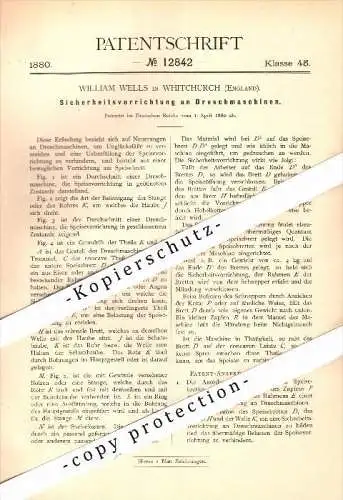 Original Patent - William Wells in Whitchurch , England , 1880 , Security apparatus for threshing , agricultural !!!