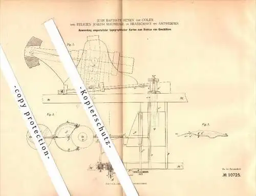 Original Patent - Jean H. van Oolen und F. Maubeuge in Brasschaat b. Antwerpen , 1880, Richten von Geschützen , Kanone