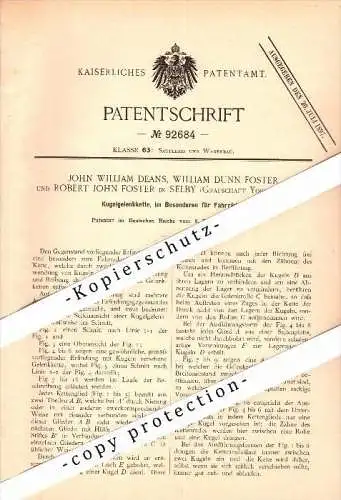 Original Patent - John W. Deans , W. Foster in Selby , Yorkshire , 1896 , Chain for bicycles , bicycle !!!