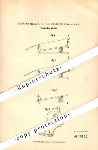 Original Patent - Edmund Herzog in Klausenburg / Cluj-Napoca , 1881 , elastischer Absatz  , Schuhe , Schuhmacher !!!