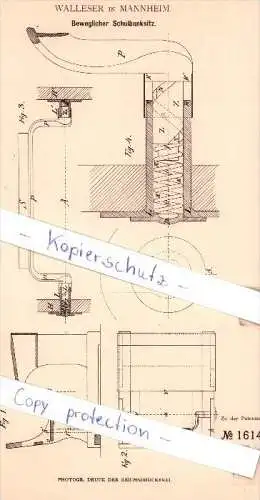 Original Patent - Walleser in Mannheim , 1881 , Beweglicher Schulbanksitz !!!