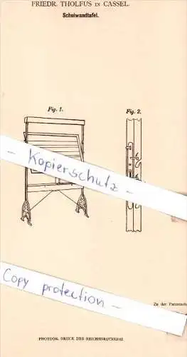 Original Patent - Friedr. Tholfus in Cassel , 1881 , Schulwandtafel , Schule , Tafel !!!