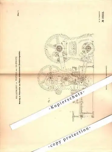 Original Patent - Hillebrand in Trynek b. Gleiwitz , 1881 , Walzwerk für Eisenbahn - Wagenräder !!!