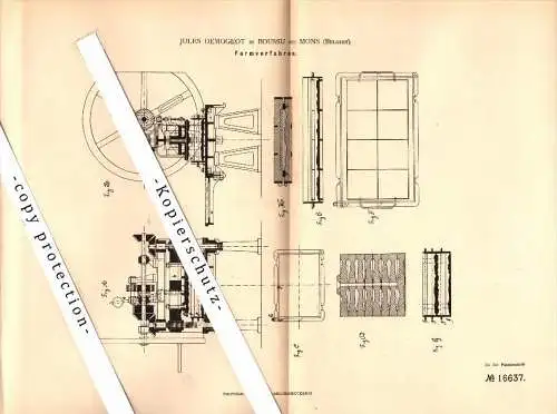 Original Patent - Jules Demogeot in Boussu bei Mons , Belgien , 1881 , Verfahren für Giesserei !!!