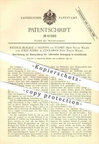 original Patent - Patrick Blackie in Redfern bei Sydney , New South Wales , John Nisbet in Coolabah , 1890 , Rotation !