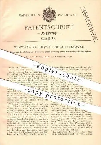 original Patent - Wladyslaw Maciejewski in Sielce bei Sosnowice , 1901 , Herstellung von Wellrohren , Rohre , Rohr !!!