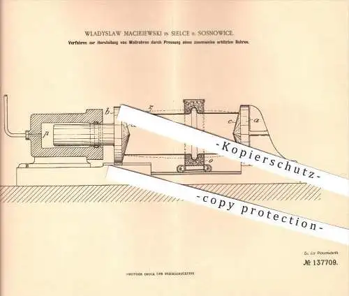 original Patent - Wladyslaw Maciejewski in Sielce bei Sosnowice , 1901 , Herstellung von Wellrohren , Rohre , Rohr !!!