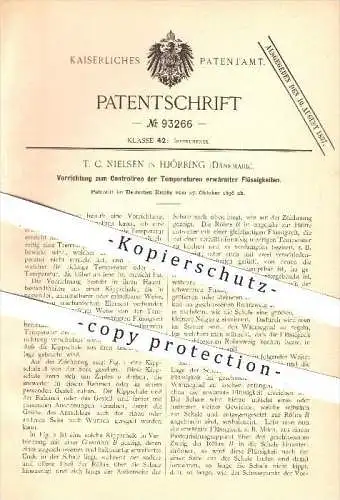 original Patent - T. C. Nielsen in Hjörring , Dänemark , 1896 , Kontrolle der Temperaturen für Flüssigkeiten , Hjørring