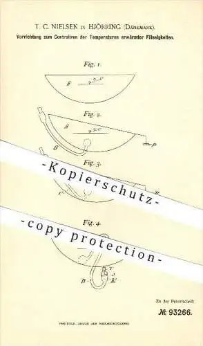 original Patent - T. C. Nielsen in Hjörring , Dänemark , 1896 , Kontrolle der Temperaturen für Flüssigkeiten , Hjørring