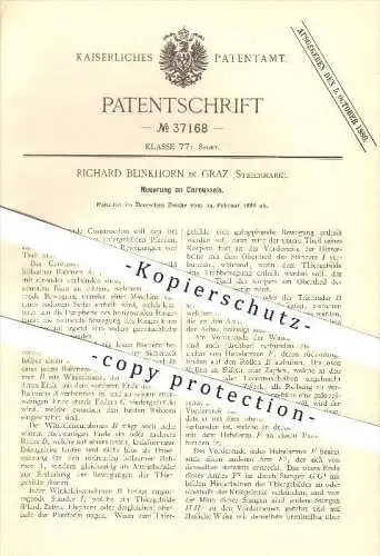 original Patent - Richard Blinkhorn in Graz , Steiermark , 1886 , Karussell , Karussells , Rummel , Jahrmarkt !!!