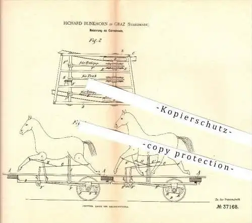 original Patent - Richard Blinkhorn in Graz , Steiermark , 1886 , Karussell , Karussells , Rummel , Jahrmarkt !!!