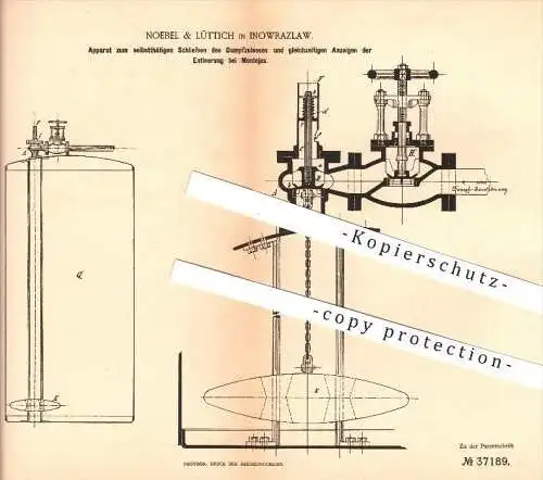 original Patent - Noebel & Lüttich in Inowrazlaw / Inowroclaw, 1886, Apparat für Zuckerfabrik , Zucker