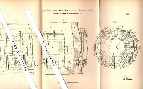 Original Patent - Thomas Griffiths in Abergavenny , Monmouthshire , 1883 , Furnaces for iron production !!!